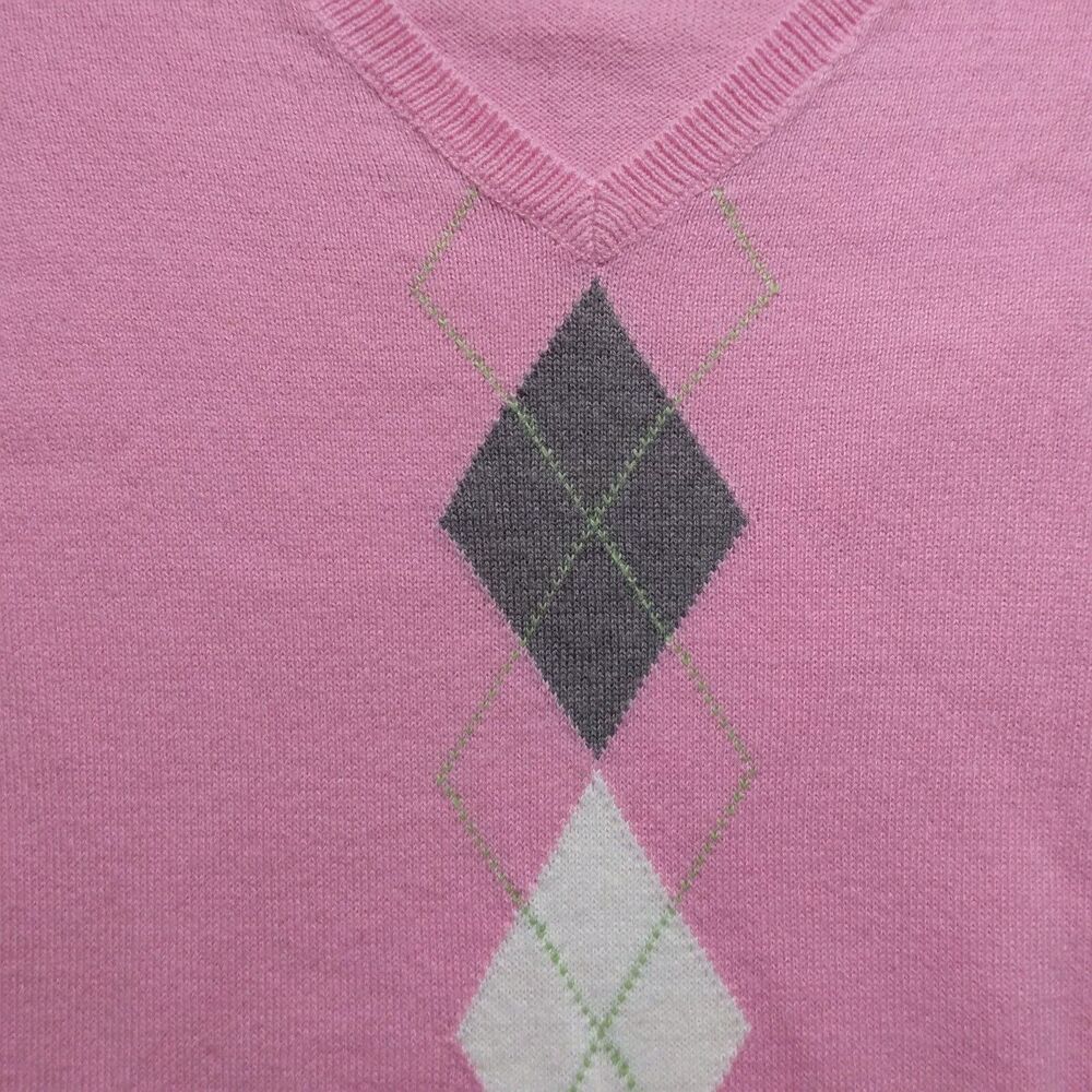 New York and Company Pink Argyle Sweater Academia Barbie Womens Size XS - Picture 4 of 10